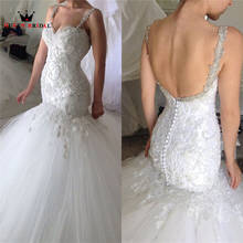 Custom Made Mermaid Backless Crystal Lace Beading Vintage Luxury Formal Sexy Wedding Dresses 2021 New Fashion Wedding Gown YB12M 2024 - buy cheap