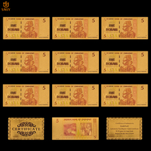 10PCS/Lot Zimbabwe Color Gold Banknotes 5 Dollar Money Set Currency  Paper Money Collections 2024 - buy cheap