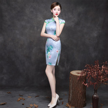 Vestido qipao tradicional chinês elegante, sensual, manga curta, moderno, cheongsam, casamento, noiva, oriental, qipao para festa, vestido de noite 2024 - compre barato