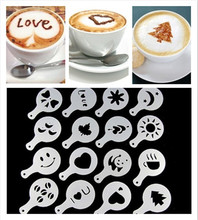 Garland mold16pcs/set Coffee Latte Cappuccino Barista Art Stencils / Cake Duster Templates Coffee Tools Accessories 2024 - buy cheap