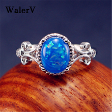 WalerV for Women's Rings   Rings Fashion Charm High Quality Oval Imitation Blue Fire Opal Stone Zircon Wedding Ring 2024 - buy cheap