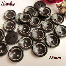Niucky 15mm 19/32" Dark coffee dotted line bowl wood buttons for decoration sewing craft scrapbook accessories W0101-011#15 2024 - buy cheap