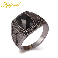 Ajojewel-Anillo de circón negro para hombre, joyería de alta calidad, piedra fresca, accesorios, regalo de moda, talla grande 11 2024 - compra barato