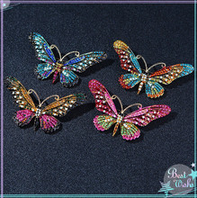 Women Colorful Butterfly Brooch Mix Color Crystal Rhinestone Brooches Jewelry 7.8*4.3cm 2024 - buy cheap