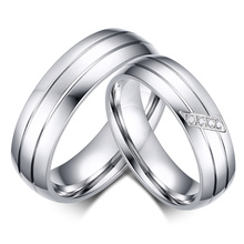 Anillos de boda de moda para mujer, anillo de acero inoxidable, anillo de promesa para hombre y mujer, Circonia cúbica, joyería para pareja 2024 - compra barato