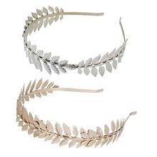 European Greek Goddess Headband Metallic Gold Silver Leaves Branch Crown Hair Band Wedding Bridal Tiara Shimmer Hair Accessories 2024 - buy cheap