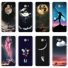 Capa traseira para samsung galaxy c5 c7 c8, capa de telefone de silicone macio, fantasia de estrela, lua, espaço, astronauta, para samsung galaxy c5 c7 c9 pro 2024 - compre barato