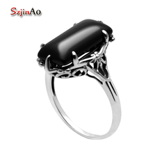 Szjinao-anillo negro de Plata de Ley 925 auténtica para mujer, joyería fina hecha a mano, piedras preciosas, Punk, Victoria, regalo para mujer, venta al por mayor 2024 - compra barato