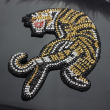 Beaded Diamond Motifs Tiger Fabric Patches Embroidery Back Badge Applique for Clothes Sew on Sewing Accessories  B78 2024 - buy cheap