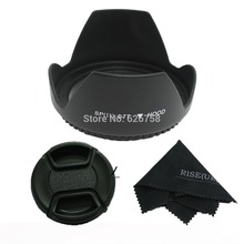 77MM flower lens hood + snap-on lens cap frente + pano preto para canon nikon câmera pentax sony 2024 - compre barato