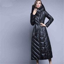 Plus Size 7XL  90% Duck Down Coat Fashion Brand Hooded Long Down Jacket Women's Over The Knee Slim Thicker Warm Coat  753 2024 - buy cheap