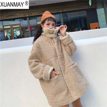 Women's Harajuku style Imitation lamb Fur Coat loose large size Winter imitation fur coat Zipper Cardigan plush Coat female 2024 - buy cheap