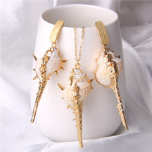 Natural Shell Jewelry Sets Women Necklace Gold Chain Conch Pendant Collar Shells Drop Earrings Women Irregular Dangle Earrings 2024 - buy cheap