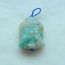 Резные Амазонит Будда голова Кулон из бисера, 31x24x12 мм, 14.1 г 2024 - купить недорого