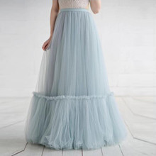 Небесно-голубые пышные длинные фатиновые элегантные женские юбки Женская стильная юбка-пачка на молнии для свадебных фотосессий на заказ Модная Saias 2024 - купить недорого