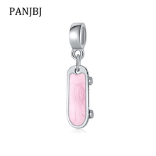 New Original Bead Alloy Pink Skateboard Dangle Charm Fit  Bracelet Necklace DIY Women Jewelry 2024 - buy cheap