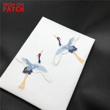 Chinese Style Patches for Clothing Embroidery Applique  Iron on Crane Birds Decor DIY Embroidered Stickers for Clothes 2024 - buy cheap
