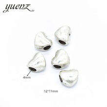 YuenZ-abalorios en forma de corazón para fabricación de joyas, cuentas espaciadoras de agujero grande de plata antigua, 12x11mm, 8 Uds., R41 2024 - compra barato