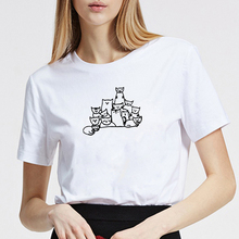 Funny Harajuku brand cotton t shirt for woman girls cat lover graphic tees shirt short sleeve o neck tops drop ship 2024 - buy cheap