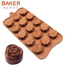 Forma de silicone para cubos de gelo, forma de silicone em forma de rosa para chocolate, sabonete, biscoito, bolo, utensílios para confeitaria 2024 - compre barato