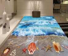 Beach floor murals in wallpapers 3d beach waterproof floor Custom Photo self-adhesive 3D floor 2024 - buy cheap