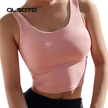 Sujetador deportivo a la moda para mujer, ropa interior Sexy de Color sólido para Fitness, correr, entrenamiento de Yoga, chaleco de secado rápido a prueba de golpes 2024 - compra barato