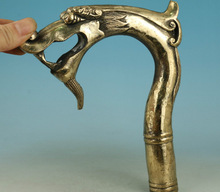 Cabeza de Bastón de la buena suerte para el abuelo antiguo, 100% de bronce, cobre puro, gran dragón chino tallado a mano, estatua coleccionable 2024 - compra barato