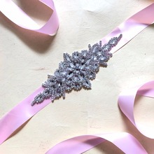 Cinta rosa de satén, accesorios de boda, cinturón de novia, apliques de cintura de diamantes de imitación para vestidos de fiesta de noche, decoración de boda 2024 - compra barato