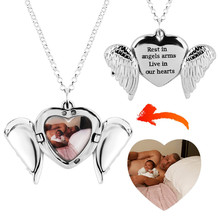 Ожерелье женское серебристое с подвеской в виде крыла ангела и сердца 2024 - купить недорого