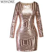 WSYORE Women Sexy Party Club Dress Plus Size New Spring Autumn Long Sleeve Backless Shine Sequined Evening Bodycon Dresses NS432 2024 - buy cheap