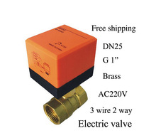 Envío Gratis G3/4 "DN20 actuador eléctrico Válvula de 2 vías válvula de bola motorizada de latón de 220VAC CE 2024 - compra barato