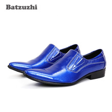 Batzuzhi Fashion Formal Blue Men Dress Shoes Genuine Leather Luxury Wedding Male Shoes White Suit Shoes Zapatos Hombre, Size 46 2024 - buy cheap