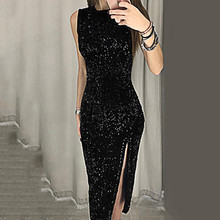 U-SWEAR Women Sexy Dress Sleeveless Sequin Bodycon Party Dress Wedding Prom Formal Dress Women Dress Vestidos De Fiesta 2024 - buy cheap