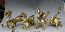 12" Chinese Brass Suzaku Tortoise Green Dragon White Tiger 4 God Beast Statue 2024 - buy cheap