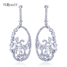 New elegant women's earring White/Gold color jewelry shiny jewellery drop earrings for bridesmaid 2024 - buy cheap