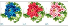 Pacote de bordado kits de ponto cruz sem abertura, novo luxuoso total de 3 peças azul. vermelho e rosa flor perfumada peônia frete grátis 2024 - compre barato