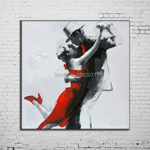 Free Shipping High Quality Pure Hand-painted Modern Abstract Dancer Oil Painting On Canvas Handmade Latin Dancer Canvas Painting 2024 - buy cheap