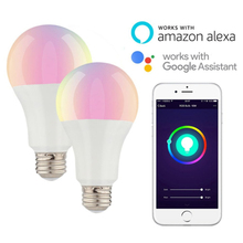 Luz WiFi inteligente bombilla 10W 110V RGB luz mágica lámpara de bulbo despertar luces Compatible con Alexa y Google casa de vacaciones de Navidad 2024 - compra barato