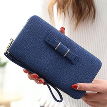 Cartera de mujer a la moda informal para mujer, billetera larga, bolsos porta tarjetas, billetera con lazo para mujer, regalo para chicas 2024 - compra barato