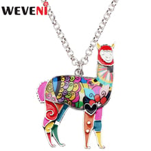 WEVENI Enamel Alloy Cartoon Alpaca Necklace Pendant Chain Sweater Choker Novelty Animal Jewelry Gift For Women Girls Teen Bijoux 2024 - buy cheap