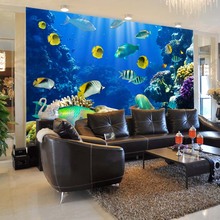 Mundo do mar hd 3d dos desenhos animados murais papel de parede para crianças quarto 3d foto mural restaurante fresco murais parede 2024 - compre barato