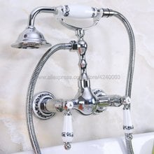 Polished Chrome Wall Mounted Bathroom Faucet Bath Shower Mixer Tap With Hand Shower Head Shower Faucet Sets Kna208 2024 - buy cheap