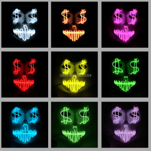 High Quality EL Wire Mask Dollar Grimace Cosplay Mask Led Light Up Mask For Haunted House Halloween Supplies 2024 - buy cheap