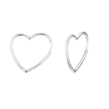 Pequenos corações assimétricos de amor hoop brinco 100% 925 sterling-prata-jóias frete grátis 2024 - compre barato