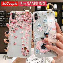 SoCouple чехол на запястье для Samsung Galaxy A50s A40 A30 A60 A70 A20 S9 S8 S10 S20 Note 8 9 10 Plus Мягкий чехол для телефона из ТПУ 2024 - купить недорого