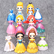 Disney-figuras de acción de la princesa blanca, juego de 12 unids/set, Blancanieves, Cinderella Rapunzel, Kit de modelado ajustable, figura de acción de princesa coleccionable en miniatura 2024 - compra barato