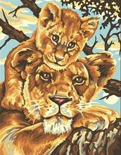Pintura por números de Lioness y cub, lienzo para sala de estar, animales para colorear por números 2024 - compra barato