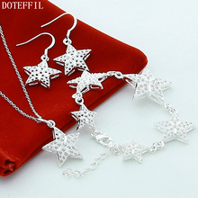 DOTEFFIL 925 Sterling Silver 18 inch Chain Star Necklace Bracelet Earring Set For Women Wedding Engagement Party Jewelry 2024 - buy cheap