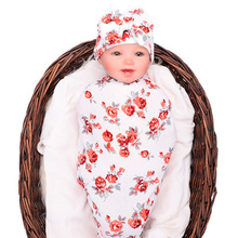 Bebê swaddle e chapéu conjunto bebê recém-nascido arco beanie infantil algodão flor impressão cobertor mais quente personalizado cobertor do bebê bebes cama 2024 - compre barato