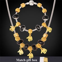 Brand Charms Necklace And Bracelet Set Cute Hand Gold Color DIY Glass Beads Black Crystal Jewelry Sets For Women NH861 2024 - buy cheap